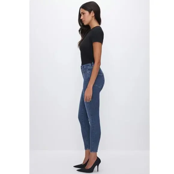 Good American Good Legs Skinny Cropped Ankle Jeans Blue Denim Size 6 Sculpting - Picture 4 of 14